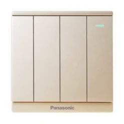 Bộ 4 công tắc B, 1 chiều, bắt vít, có chỉ báo dạ quang, màu vàng ánh kim WMF517MYZ-1VN