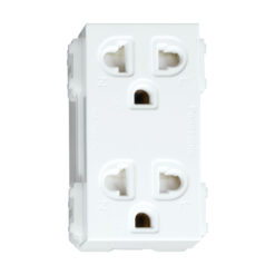 Ổ cắm đôi có màn che và dây nối đất, 250VAC - 16A, bắt vít, WEV1582-7H
