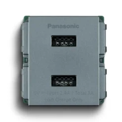 Ổ cắm sạc USB 2 cổng, cắm nhanh, màu xám ánh kim WEF11821MYH-VN