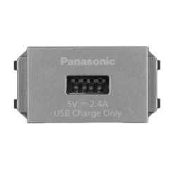 Ổ cắm sạc USB đơn dạng dọ, màu xám ánh kim, WEF108107MYH-VN